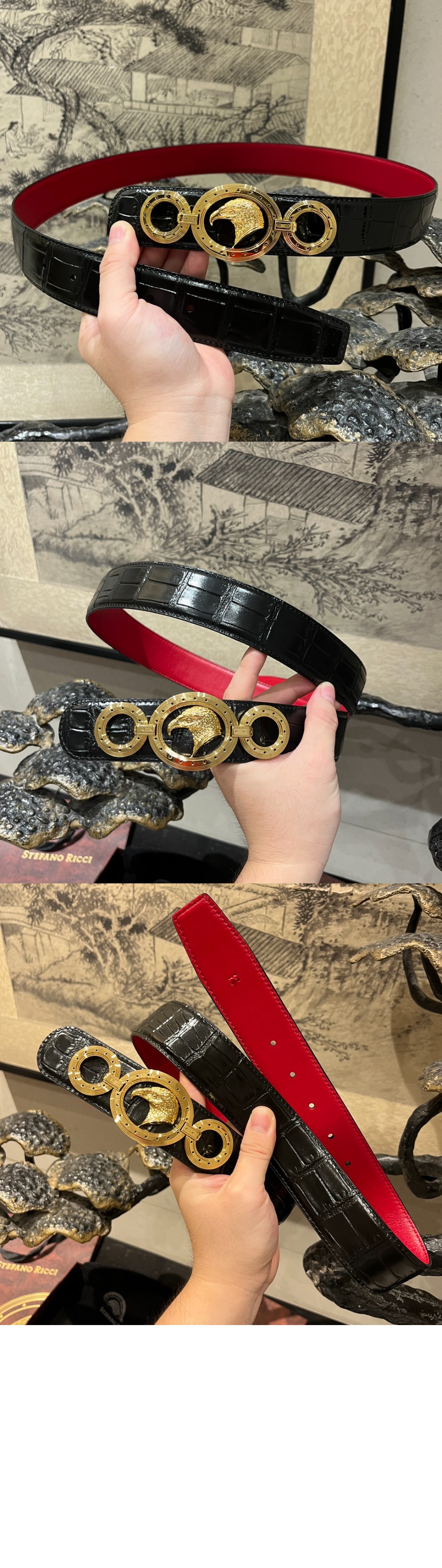 스테파노 리치 디아망테 크로커 벨트 N381CM-C581O